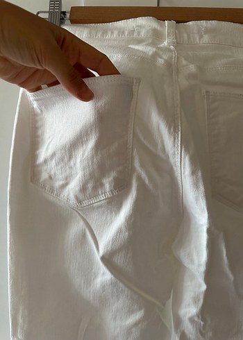 Beyaz Kadın Midi Boy Pamuklu Jean - Görsel 4