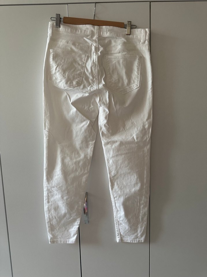 Beyaz Kadın Midi Boy Pamuklu Jean - Görsel 3