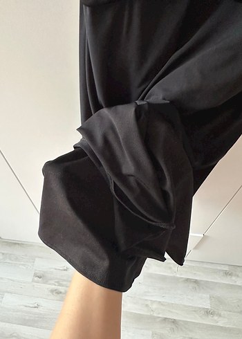 Kolsuz Siyah Midi Drapeli gece Elbisesi - Görsel 4