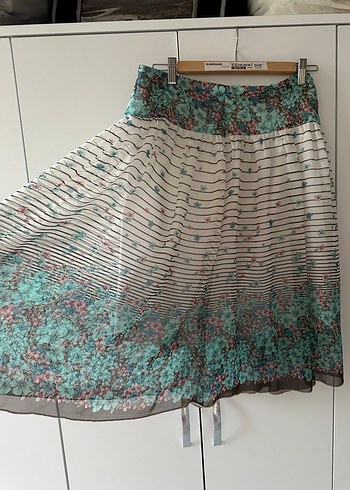 Piliseli Midi Bohem Çok Renkli Kadın Etek - Görsel 6