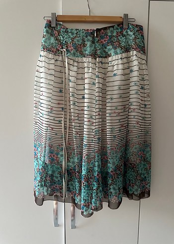 Piliseli Midi Bohem Çok Renkli Kadın Etek - Görsel 7