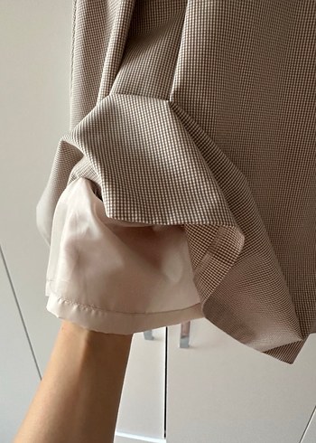 Bej Pilili Midi Keten Etek - Görsel 3