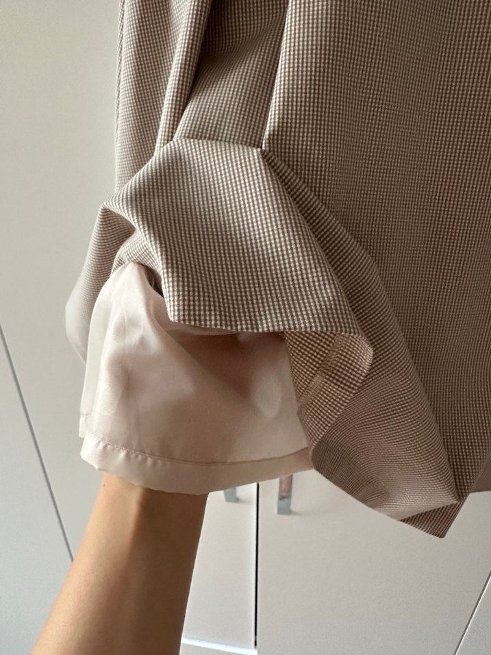 Bej Pilili Midi Keten Etek - Görsel 3