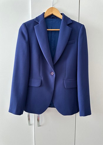Zara Saks Mavisi Tek Dugmeli Blazer Ceket