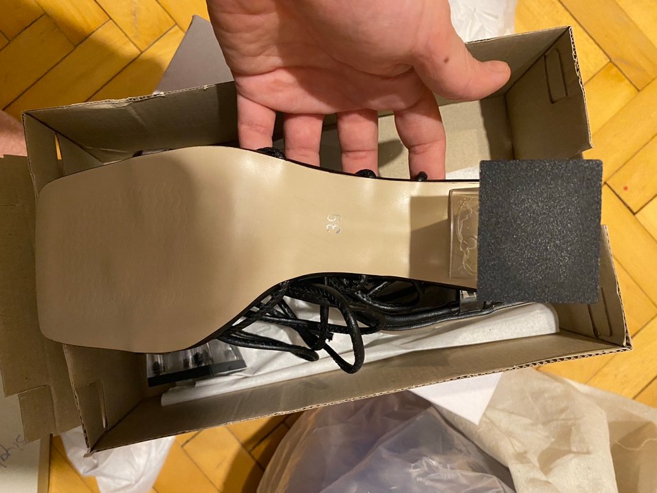 Siyah ipli sefaf topuklu hiç giyilmedi emoyra - Görsel 3