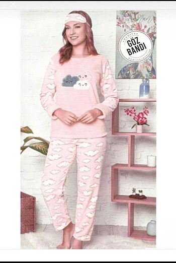 Glisa welsoft pembe peluş pijama takımı L beden