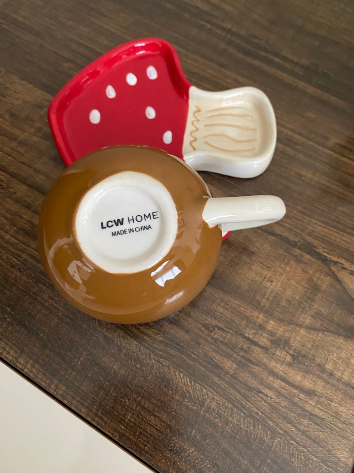 LCW Kırmızı Mantar Detaylı Seramik Fincan ve Tabak - Görsel 2