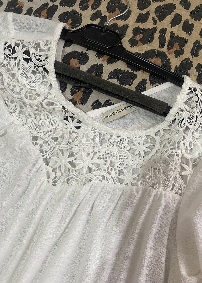 Mudo beyaz güpürlü bluz - Görsel 4