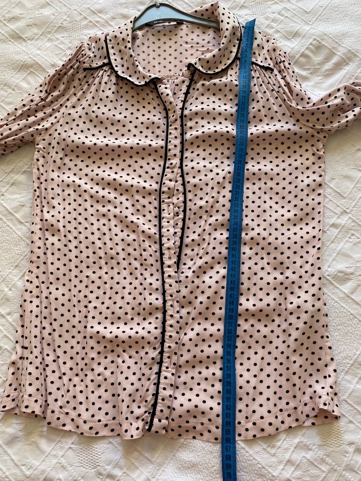 Pudra Puantiyeli Uzun Kollu Bohem Gömlek - Görsel 5