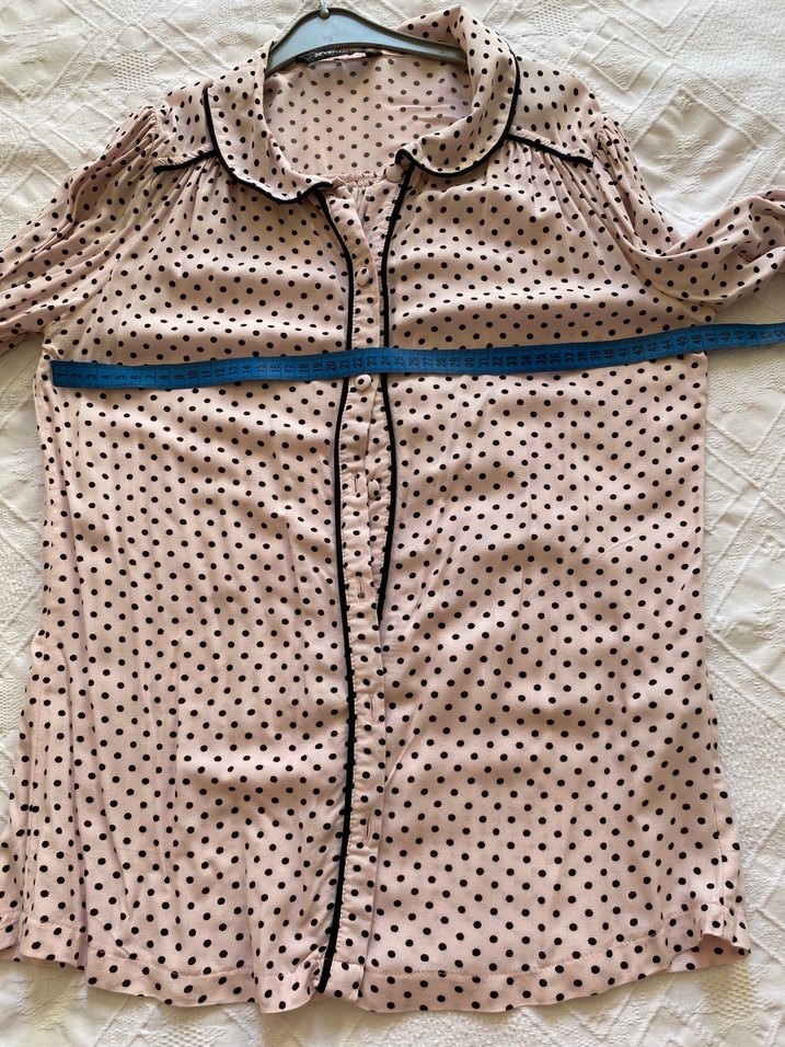 Pudra Puantiyeli Uzun Kollu Bohem Gömlek - Görsel 3