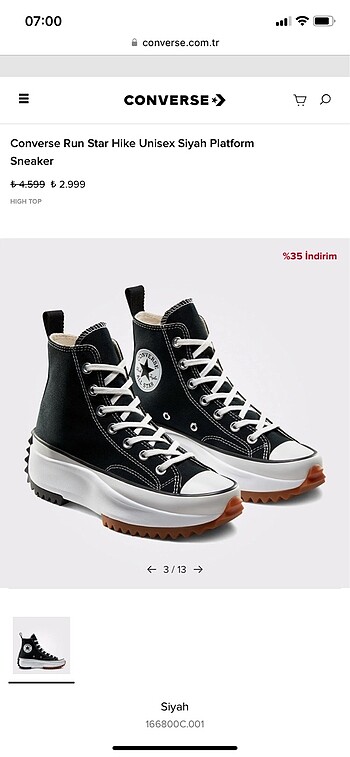 Converse siyah platform sneaker