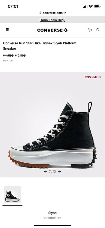 36 Beden siyah Renk Converse siyah platform sneaker
