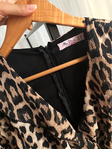 m Beden Leopar elbise