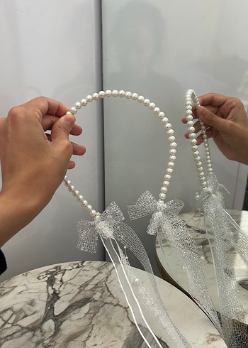 Beden beyaz Renk İnci Boncuklu Bohem Örgü Saç Aksesuarı gelin tacı nikah tacı