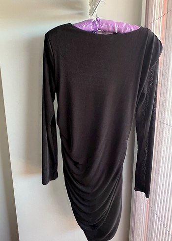 BSL FASHION Siyah Drapeli Elbise
