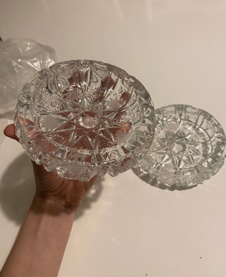 Vintage Soyut Desenli Cam Tabaklar - Görsel 2