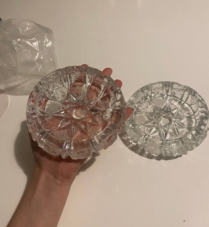 Vintage Soyut Desenli Cam Tabaklar - Görsel 3