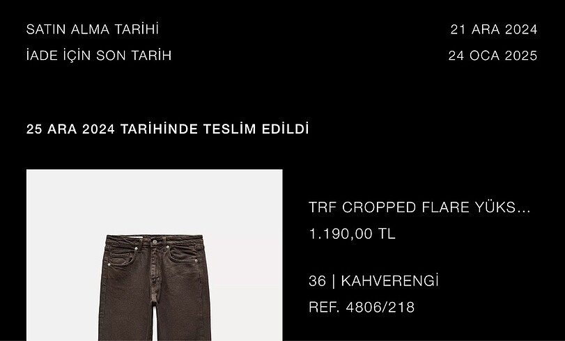 Zara Zara kahve yüksel bej jean