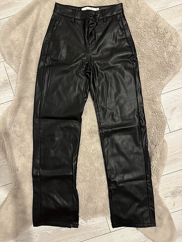 Bershka wide leg deri pantolon