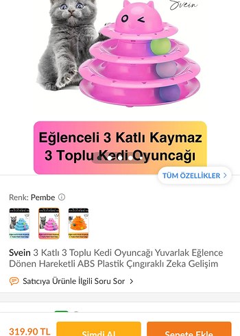 Svein 3 Katlı Toplu Pembe Kedi Oyuncağı - Görsel 2