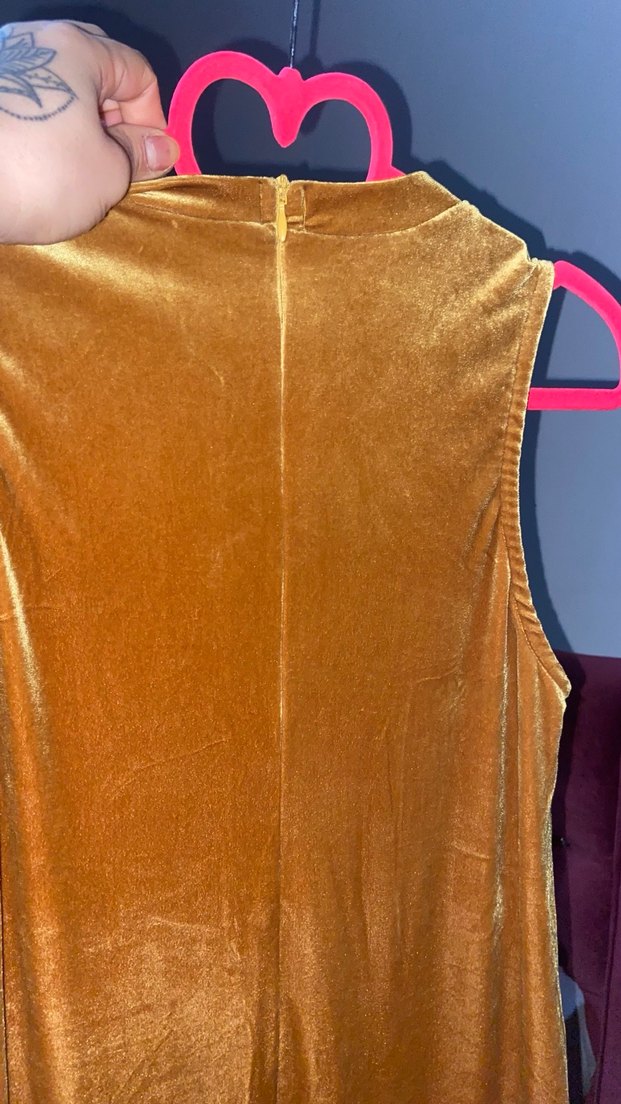 Altın Rengi süet kadife Uzun tulum - Görsel 2