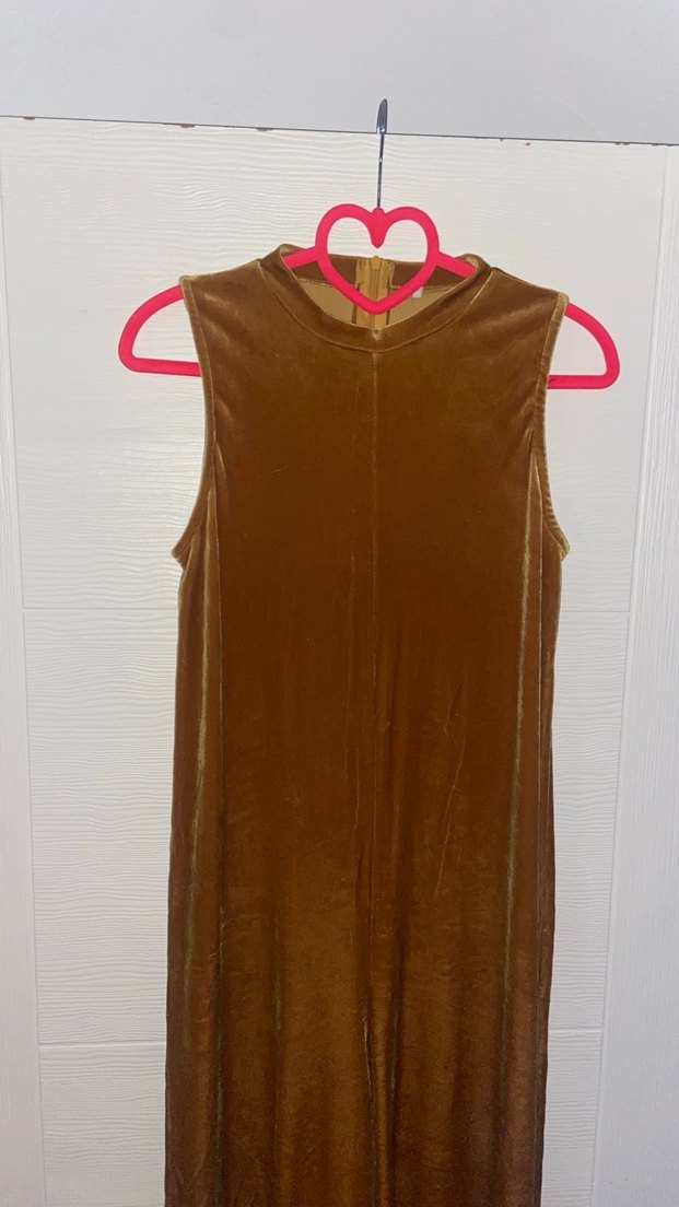 Altın Rengi süet kadife Uzun tulum - Görsel 4