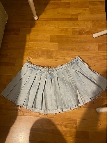 Zara Zara pileli kot etek mini M 38 beden indirim