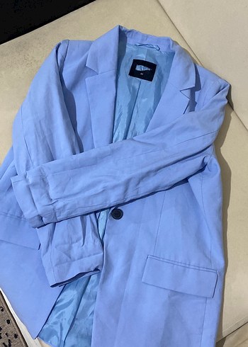 diğer Beden mavi Renk Mavi Kadın Keten Blazer Ceket