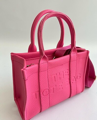 Suni deri pembe tote bag