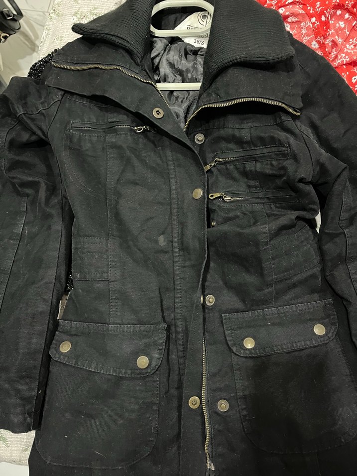 Düğmeli Siyah Deri Kadın Ceket - Görsel 4