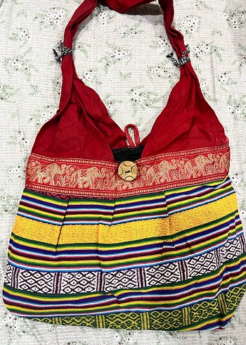 Boncuk Detaylı İşlemeli Yeşil Bohem Kadın Çanta - Görsel 2