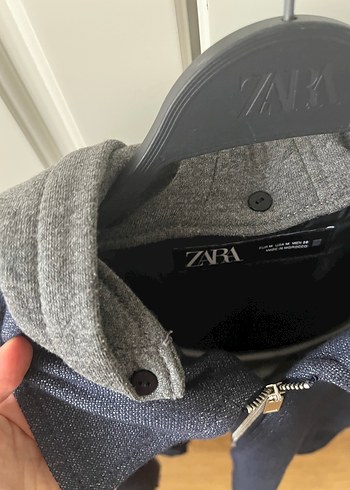 Lacivert Midi Denim Fermuarlı Ceket - Görsel 3