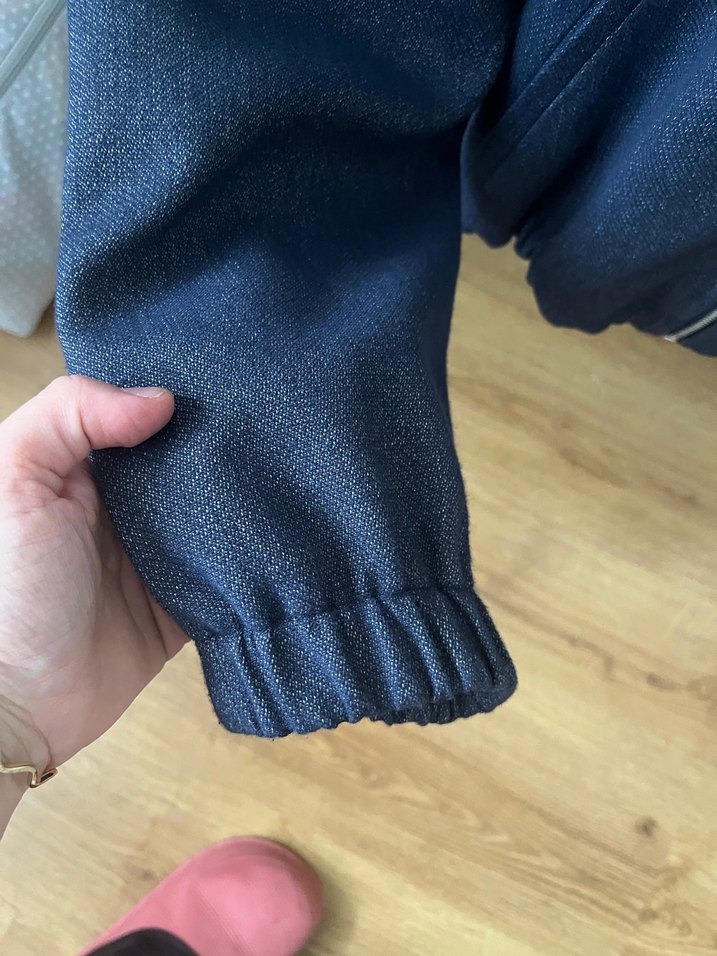 Lacivert Midi Denim Fermuarlı Ceket - Görsel 5