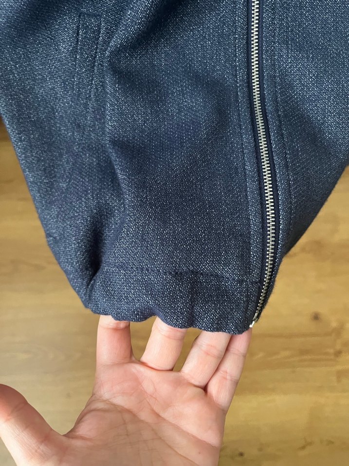 Lacivert Midi Denim Fermuarlı Ceket - Görsel 4