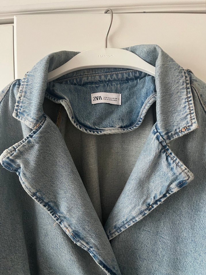 Zara Beli Kemerli Kadın Mavi Denim Ceket - Görsel 2