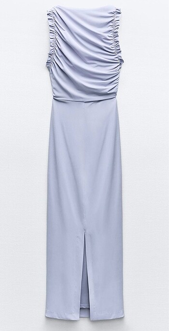 Zara büzgü detaylı elbise rengi eflatundur - Görsel 2