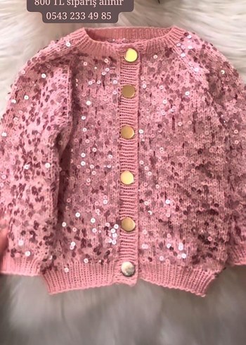 sipariş alınır el emeği Pembe İşlemeli Kız Çocuk Hırka - Görsel 2