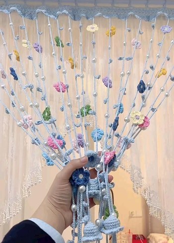 Renkli Çiçekli Bohem Kapı Perdesi sipariş alınır - Görsel 2