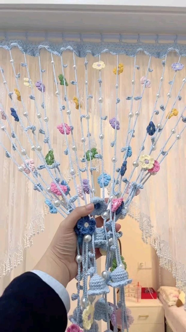 Renkli Çiçekli Bohem Kapı Perdesi sipariş alınır - Görsel 2