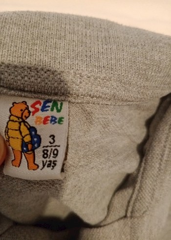9 Yaş Beden Gri Erkek Çocuk Polo Tişört
