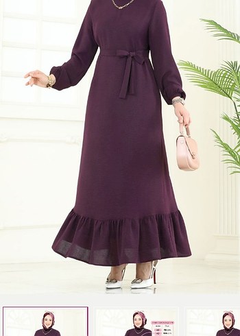 Uzun Mor Kadın Elbise, Fırfırlı, Bol Kesim yarım saat giyildi - Görsel 2