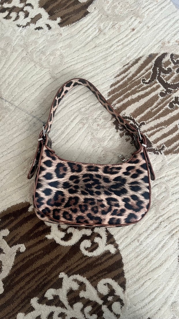 Parlak Leopar Desenli Deri Kadın Çanta - Görsel 3