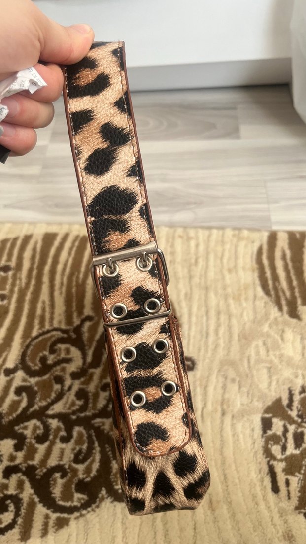 Parlak Leopar Desenli Deri Kadın Çanta - Görsel 2