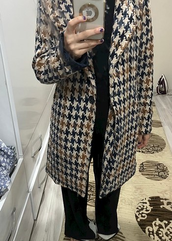 Kahverengi Cep Detaylı Midi Kadın Kaban - Görsel 3