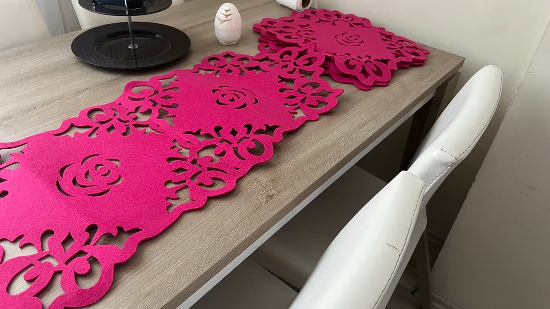 Bohem Tarzı Pembe Keçe Masa Altlığı - Görsel 2