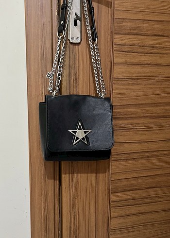 Zincir Detaylı Siyah Deri Kadın Çanta - Görsel 6