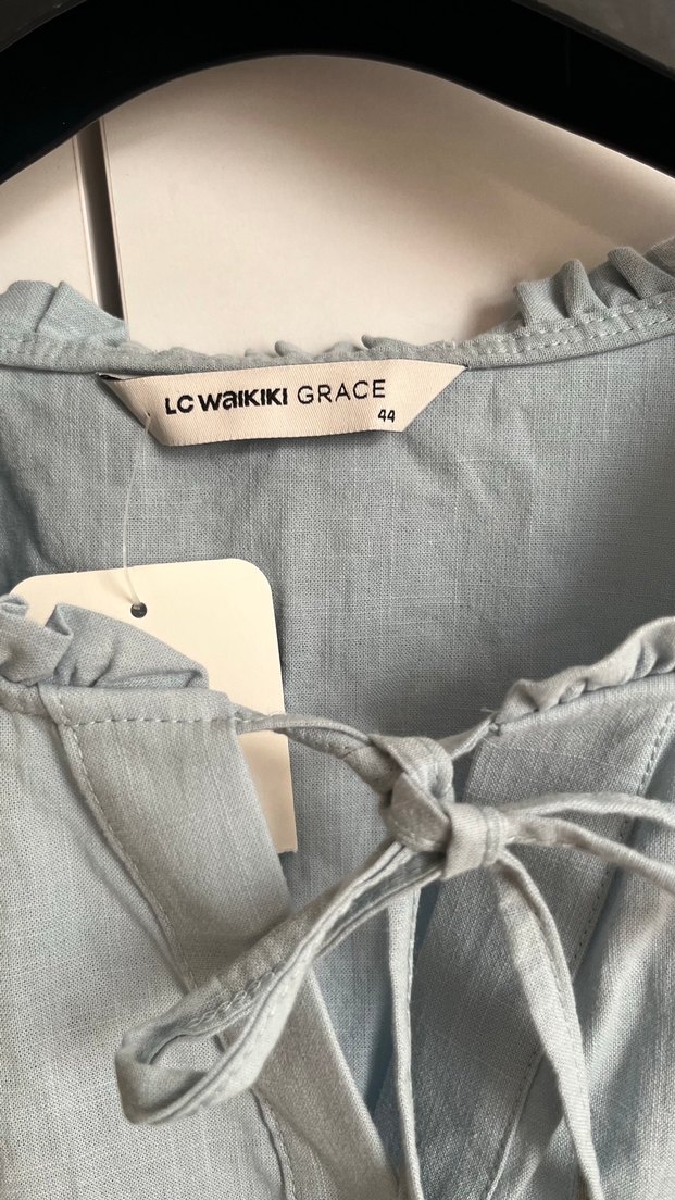 Gri Kadın Keten Uzun Kollu Gömlek - Görsel 3