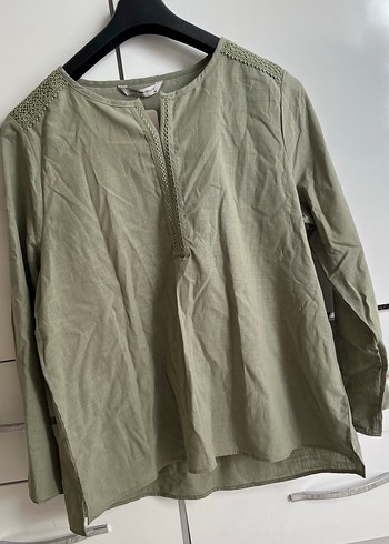 Düğmeli, Uzun Kollu Keten Kadın Gömlek - Görsel 2