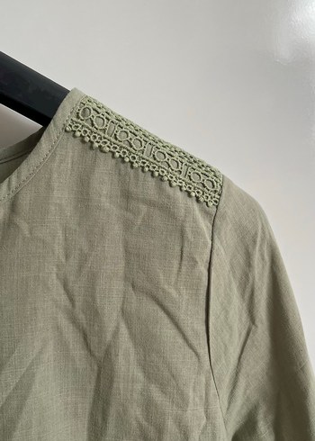 Düğmeli, Uzun Kollu Keten Kadın Gömlek - Görsel 3