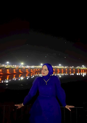 Uzun Kollu Drapeli Lacivert Kadın Abiye - Görsel 2